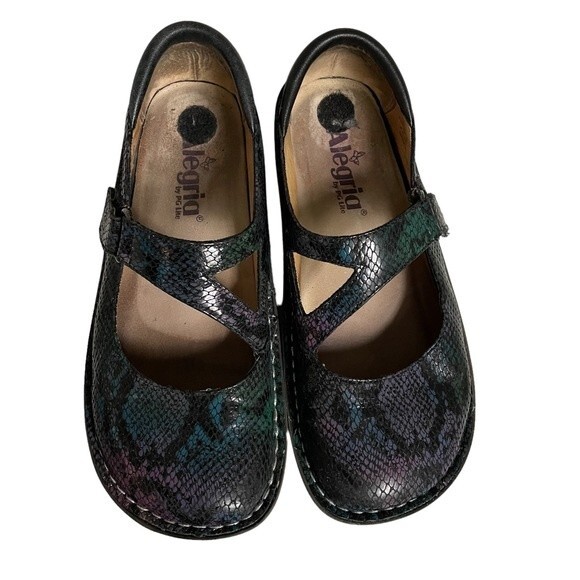 Alegria Dayna Special Serpent multi color snakeskin mary jane shoes size 6 - Picture 2 of 8